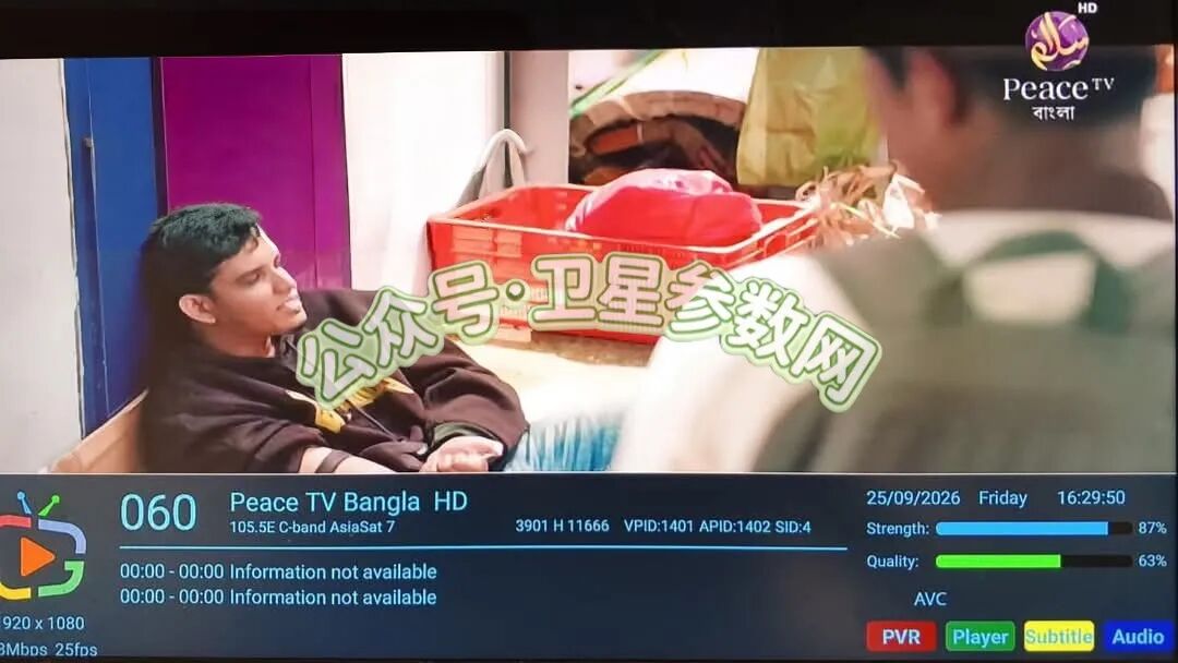 Asiasat 7(105.5E)C 波段新增 Peace TV HD,免费开播!
